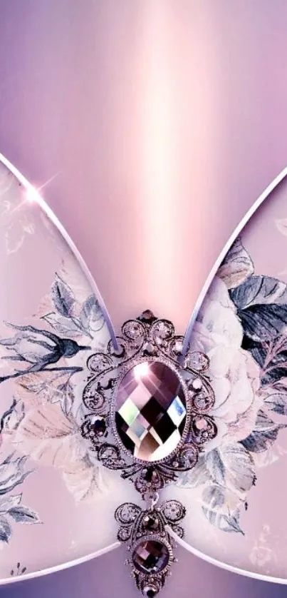 Elegant pink floral gemstone wallpaper for mobile screens.