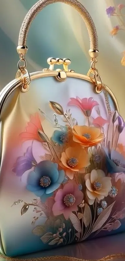 Elegant handbag with colorful flowers