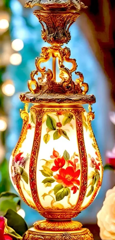 Elegant vintage lamp with floral design for artistic home decor.