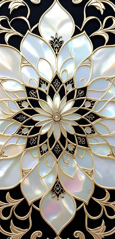 Elegant floral mandala with intricate design on a mobile wallpaper.
