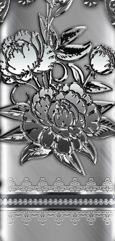 Metallic floral pattern mobile wallpaper.