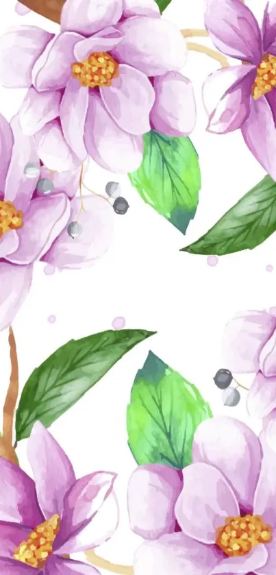 Purple and green floral wallpaper for mobile.