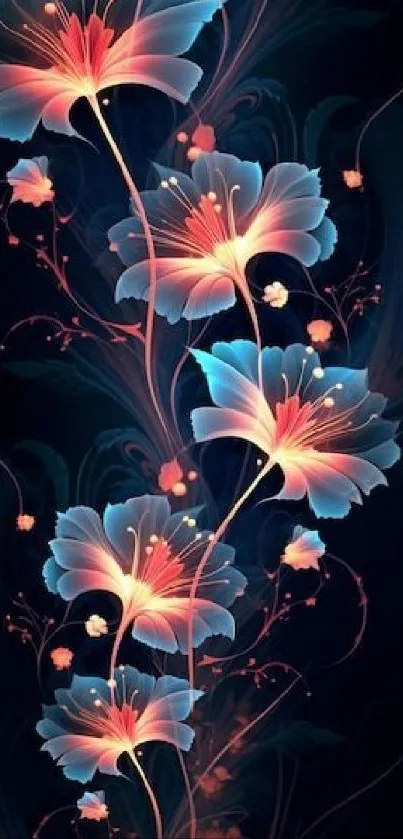Elegant digital art wallpaper with glowing floral design on a dark background.