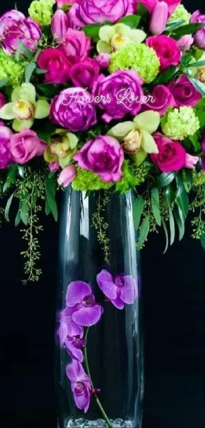 Vibrant floral bouquet in a clear vase with elegant design.