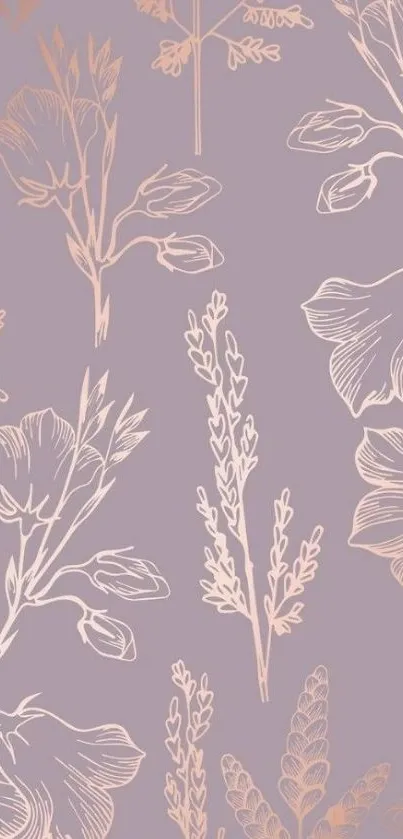 Lavender floral wallpaper with elegant botanical designs.