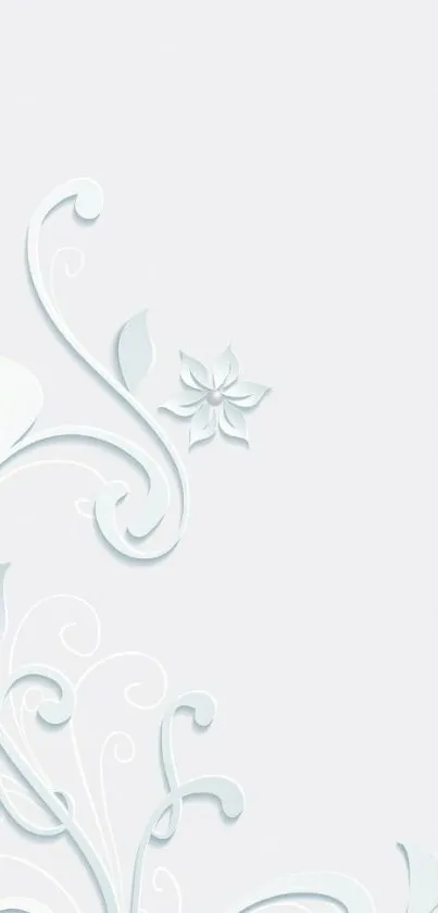 Elegant white floral pattern on mobile wallpaper design.