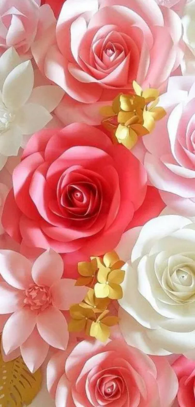 Elegant mobile wallpaper with pink and white roses.