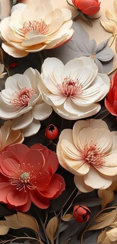 Elegant floral wallpaper with blossoms