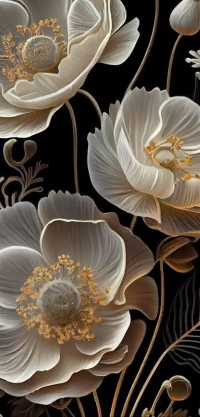Elegant white flowers on a dark background.