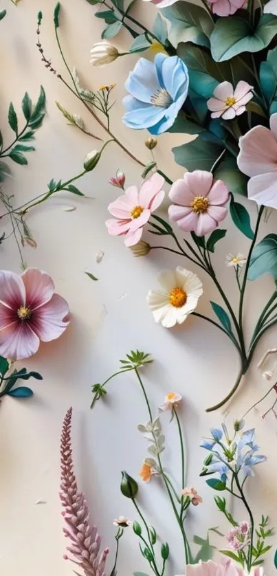 Elegant pastel floral wallpaper for mobile phone.