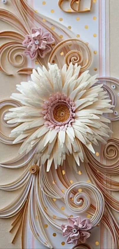 Intricate floral paper art wallpaper design