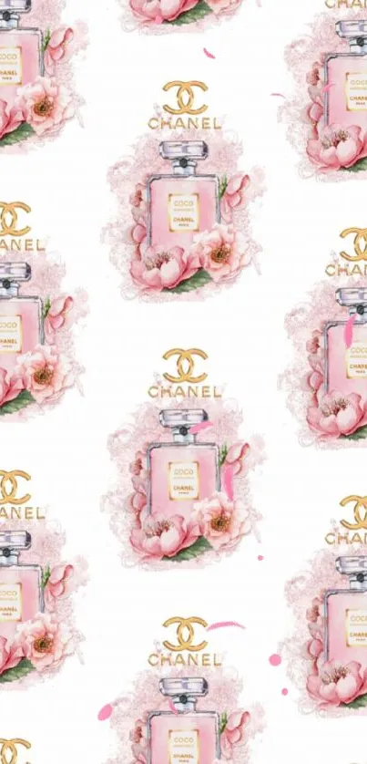 Chanel perfume bottles with pink floral design.