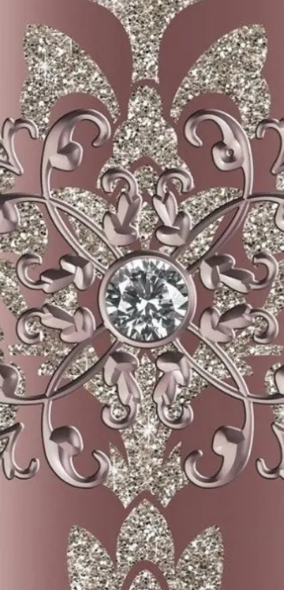 Elegant floral wallpaper with diamond center.