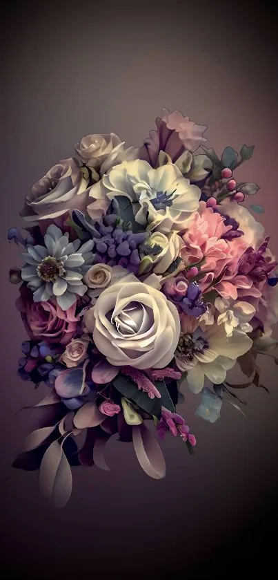 Elegant floral mobile wallpaper with roses and blossoms in soft hues.