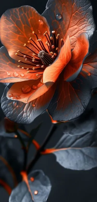 Elegant orange flower on a dark background for mobile wallpaper.