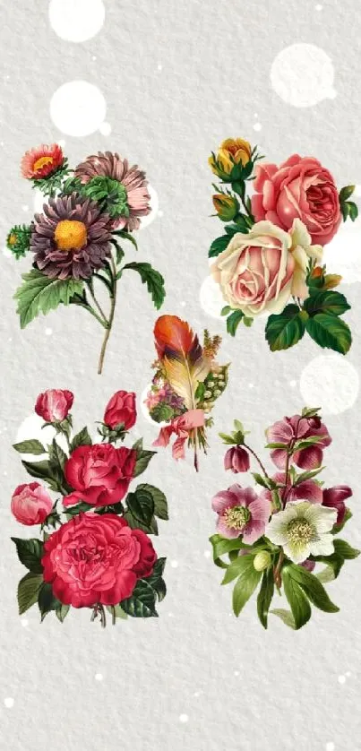 Elegant floral design with roses on textured background.