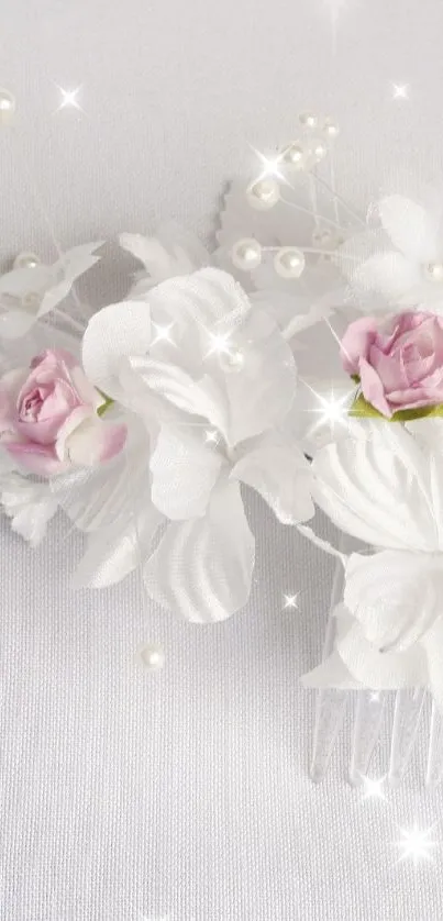 White floral design with pastel accents for mobile wallpaper.