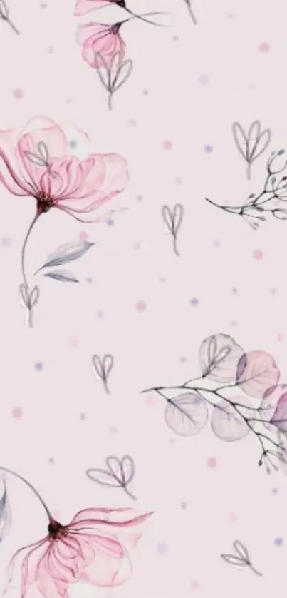 Elegant floral mobile wallpaper with pink hues.