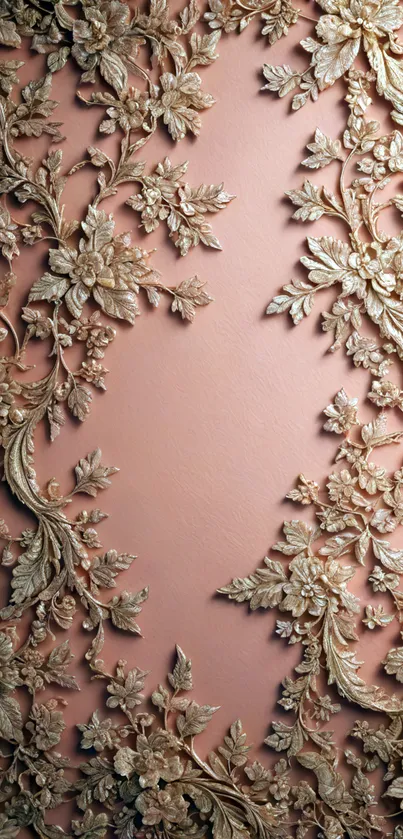 Elegant rose gold floral wallpaper design.