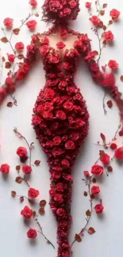 Elegant floral silhouette made of vibrant red roses.