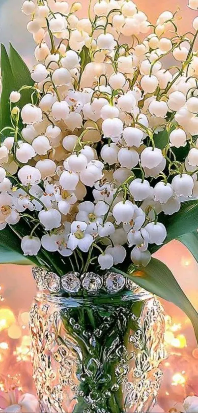 Bouquet of lilies in a decorative vase.