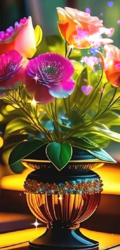 Elegant floral vase with vibrant flowers.