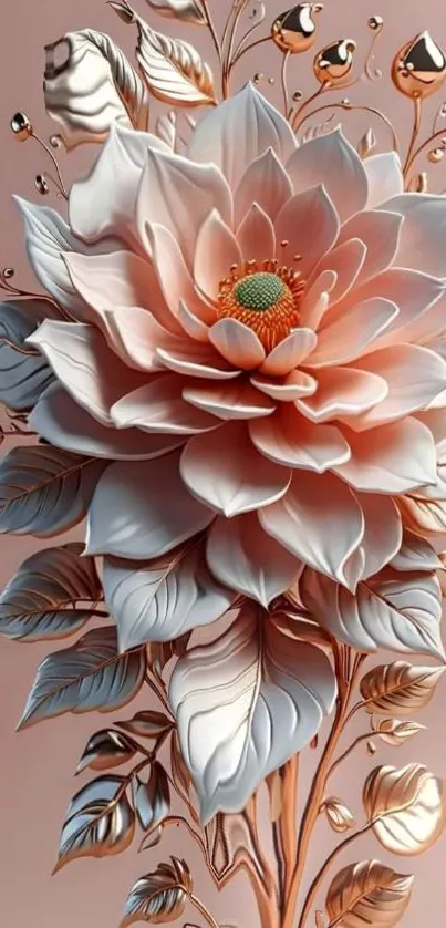 Elegant flower art in pink and gold shades.