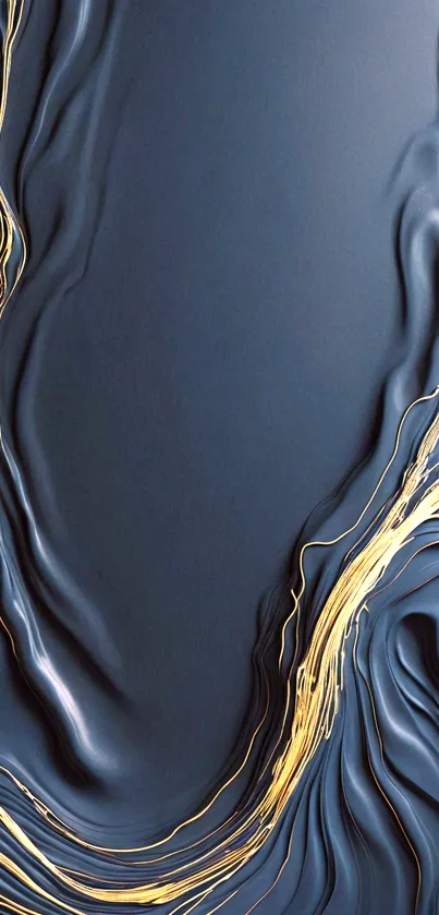 Navy and gold flowing abstract wallpaper design for mobile