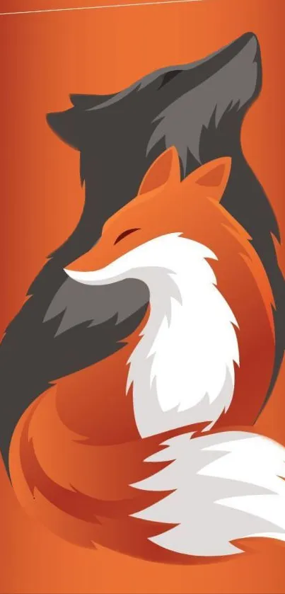 Artistic orange fox wallpaper with sleek, elegant design on a mobile phone.