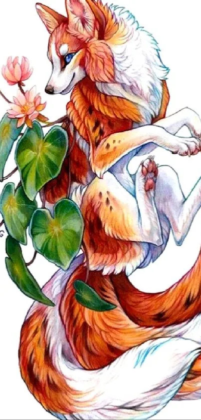 Artistic fox with flowers in a vibrant design.