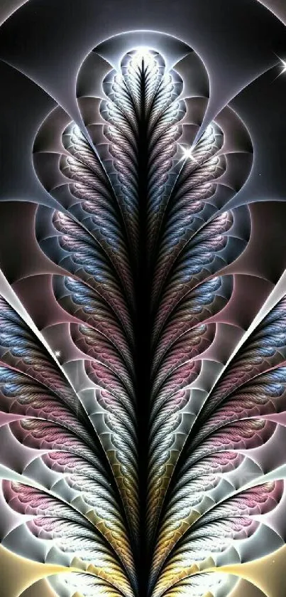 Elegant fractal design with feather patterns.