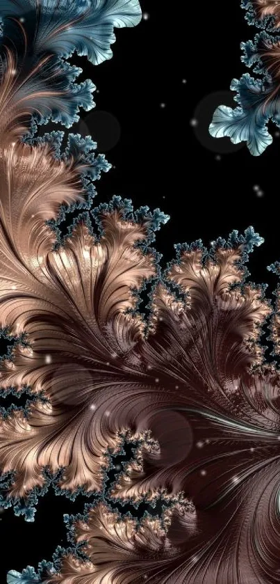 Elegant teal and brown fractal art wallpaper for mobile devices.