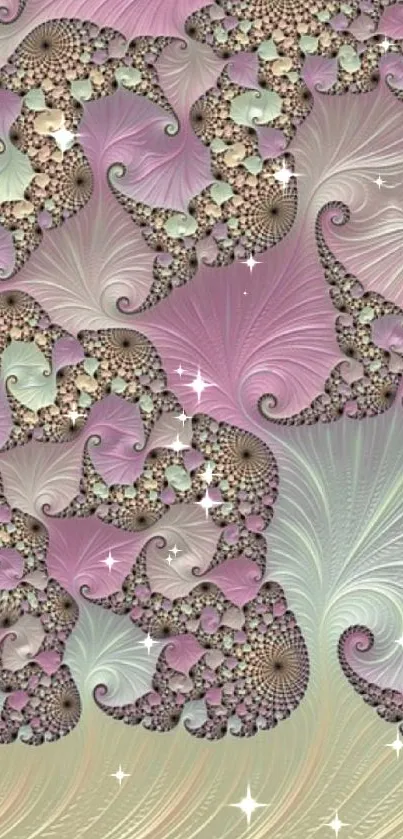 Elegant pastel fractal art mobile wallpaper with swirling patterns.