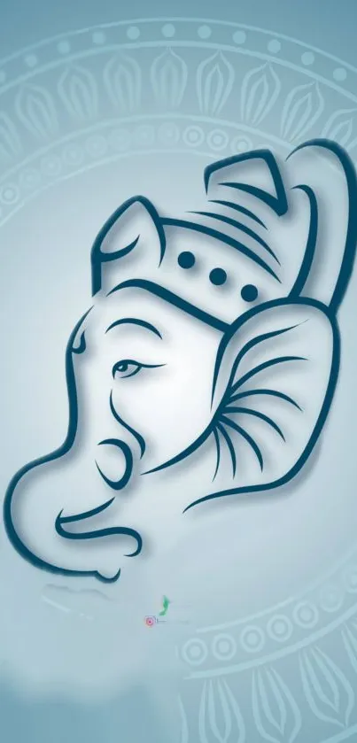 Elegant Ganesha art on light blue background wallpaper.