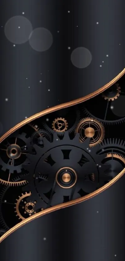 Elegant black and metallic gear design wallpaper for mobile phones.