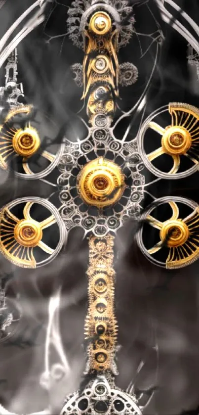 Elegant mechanical gears design with smoky background