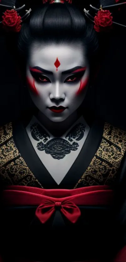 Elegant geisha in traditional attire, vivid details.