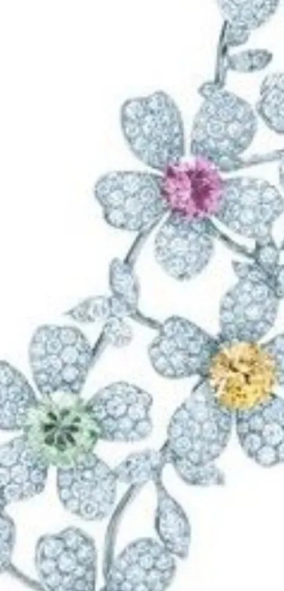 Intricate gemstone floral pattern wallpaper.