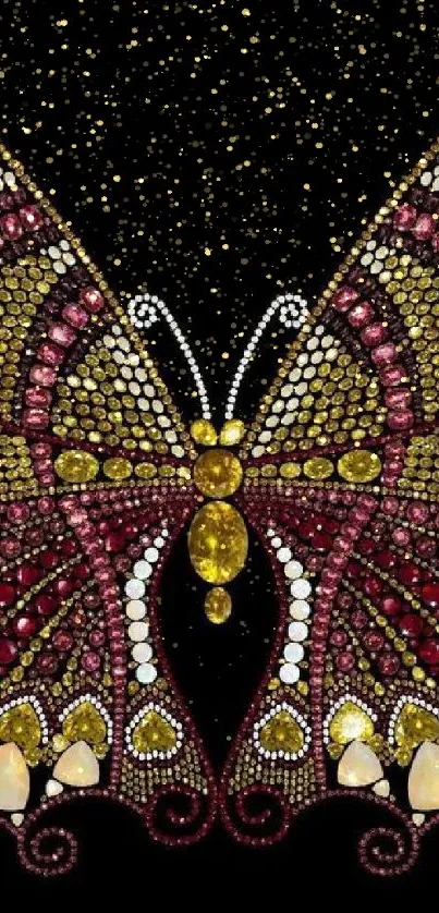 Intricate gemstone butterfly on dark backdrop, exuding elegance and luxury.