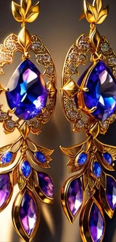Elegant gold and gemstone earrings artwork.