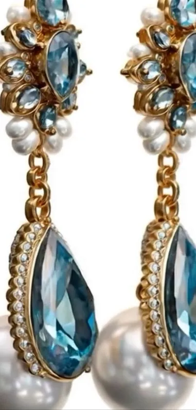 Elegant earrings with blue gemstones and pearls.