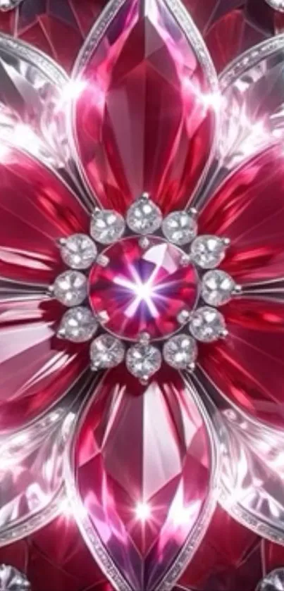 Luxurious red gemstone floral mobile wallpaper.