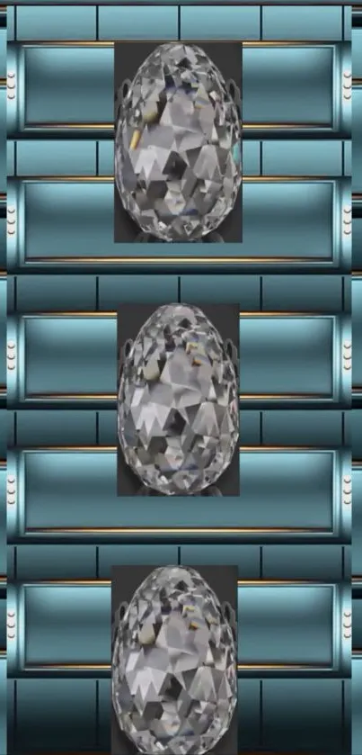 Elegant gemstone pattern with teal background.