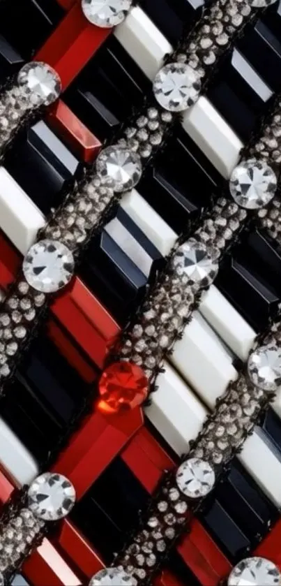 Elegant gemstone pattern with crystals and vibrant accents.