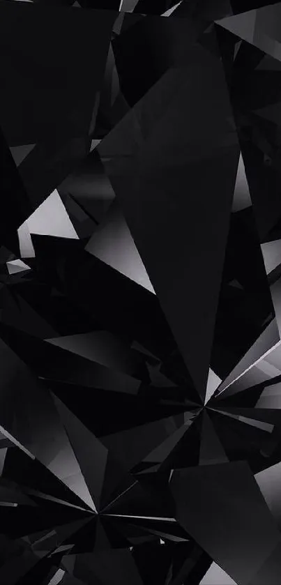 Elegant black polygonal geometric phone wallpaper.