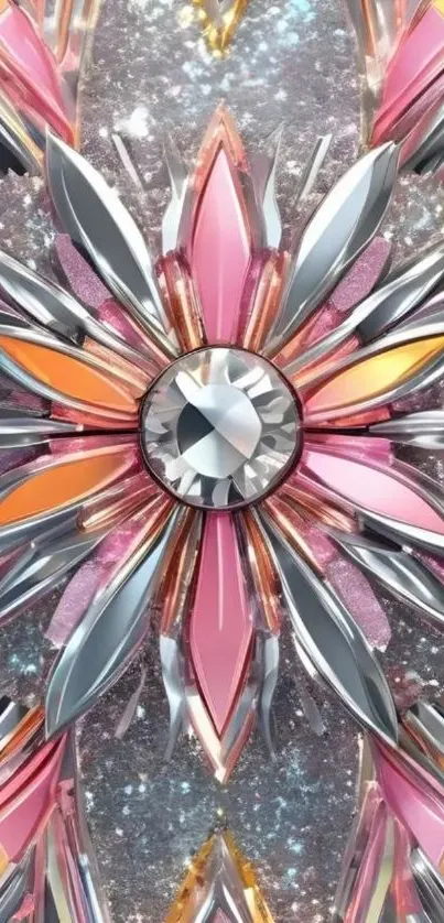 Intricate geometric crystal design wallpaper