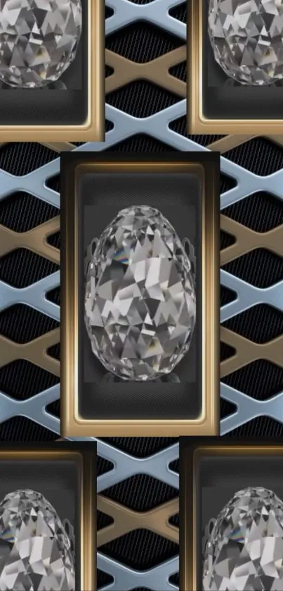 Elegant wallpaper with diamond and lattice design.