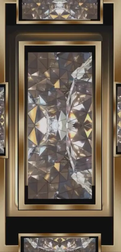 Elegant geometric gold and silver mobile wallpaper design.