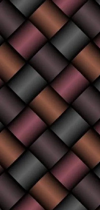 Elegant geometric burgundy and black patterned wallpaper for mobile.