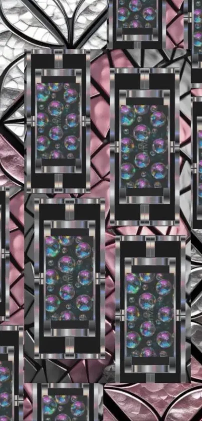 Geometric stained glass phone wallpaper with an elegant design.